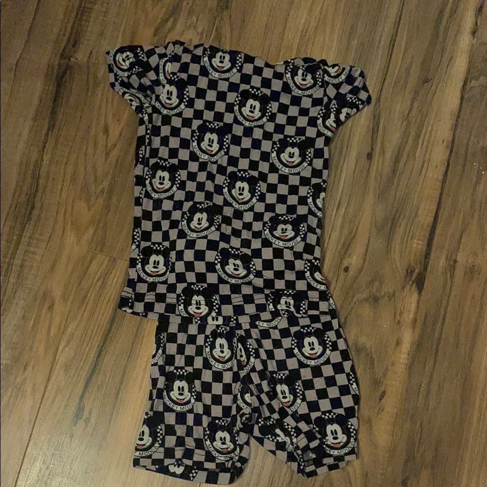 Kids Checkered Mickey Mouse Shorts Set